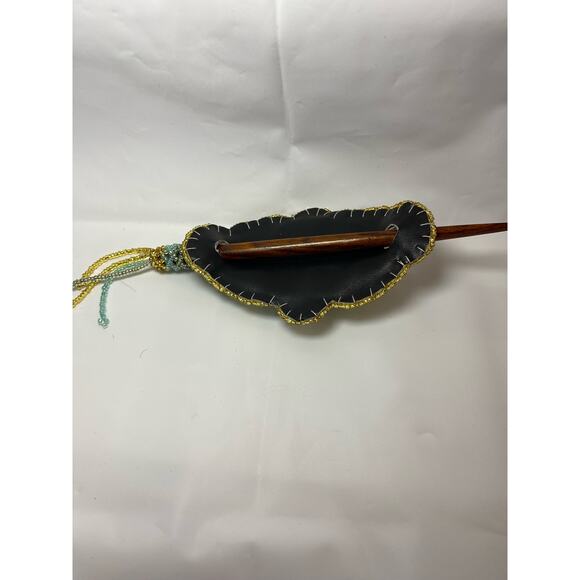 Handmade Beaded Ponytail Hair Accessory Green/Multi Tone Ponytail Beaded BoHo - Picture 5 of 5